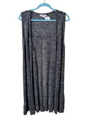 99 Jane Street XL Sleeveless Open-Front Knit Cardigan Vest - Dark Gray